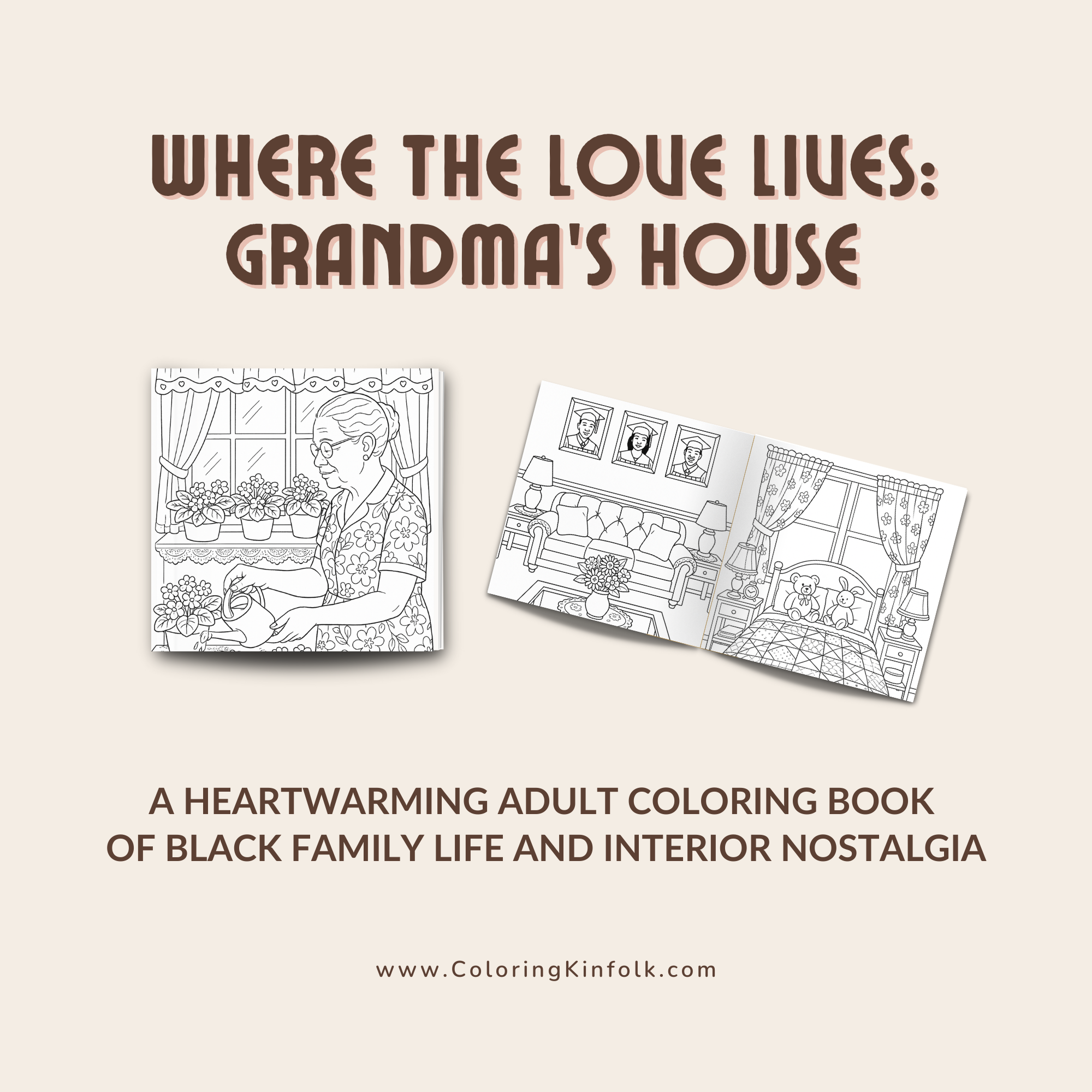 Adult coloring page illustration of an old-fashioned porch with rocking chairs and flowers.