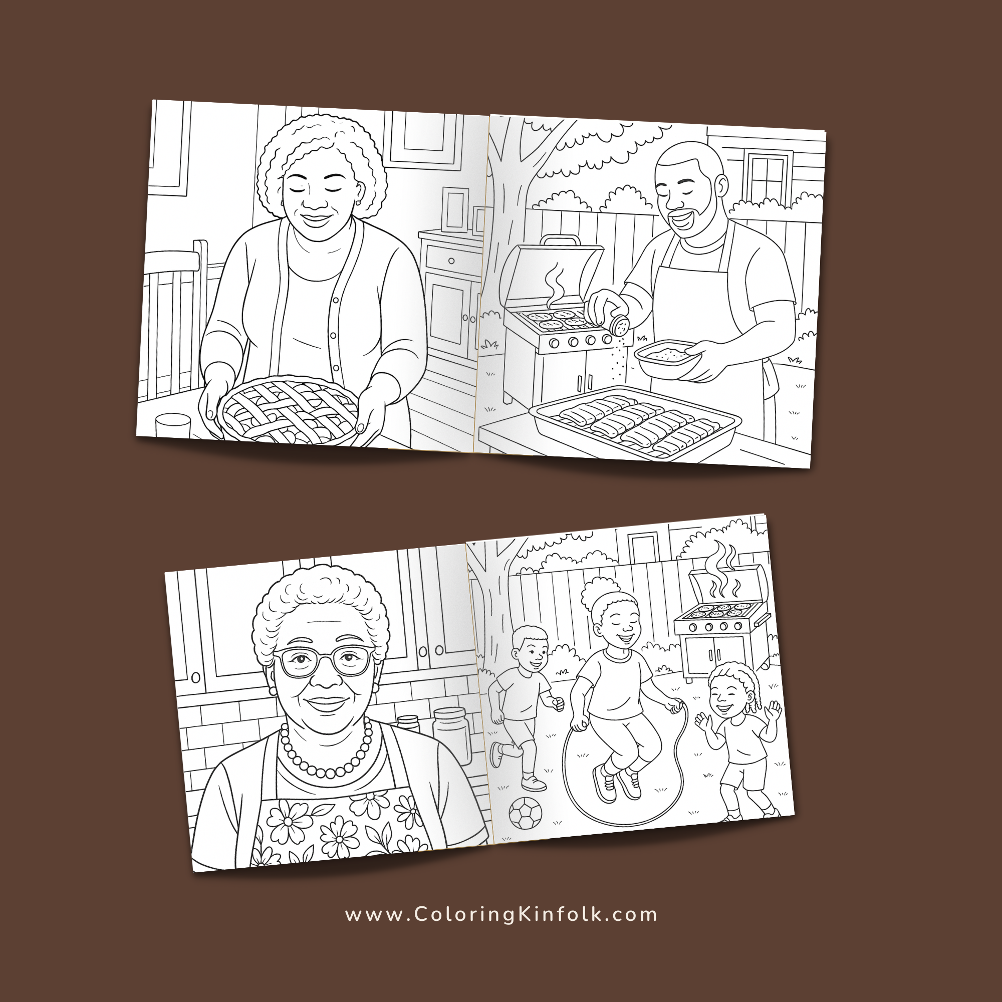 Family coloring cozy autumn pages