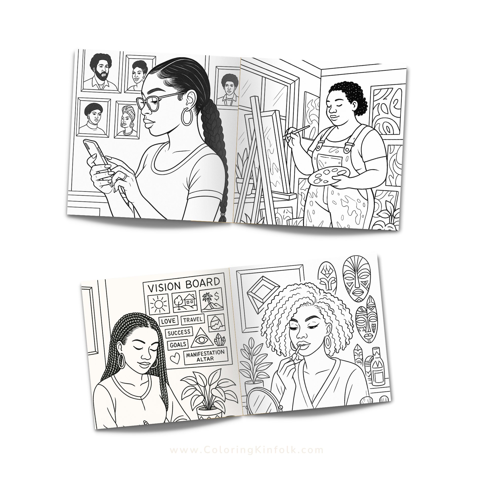 Black Girl Aesthetic: A Black American Women's Adult Coloring Book Celebrating Natural Hair, Softness, and Everyday Moments - Image 3
