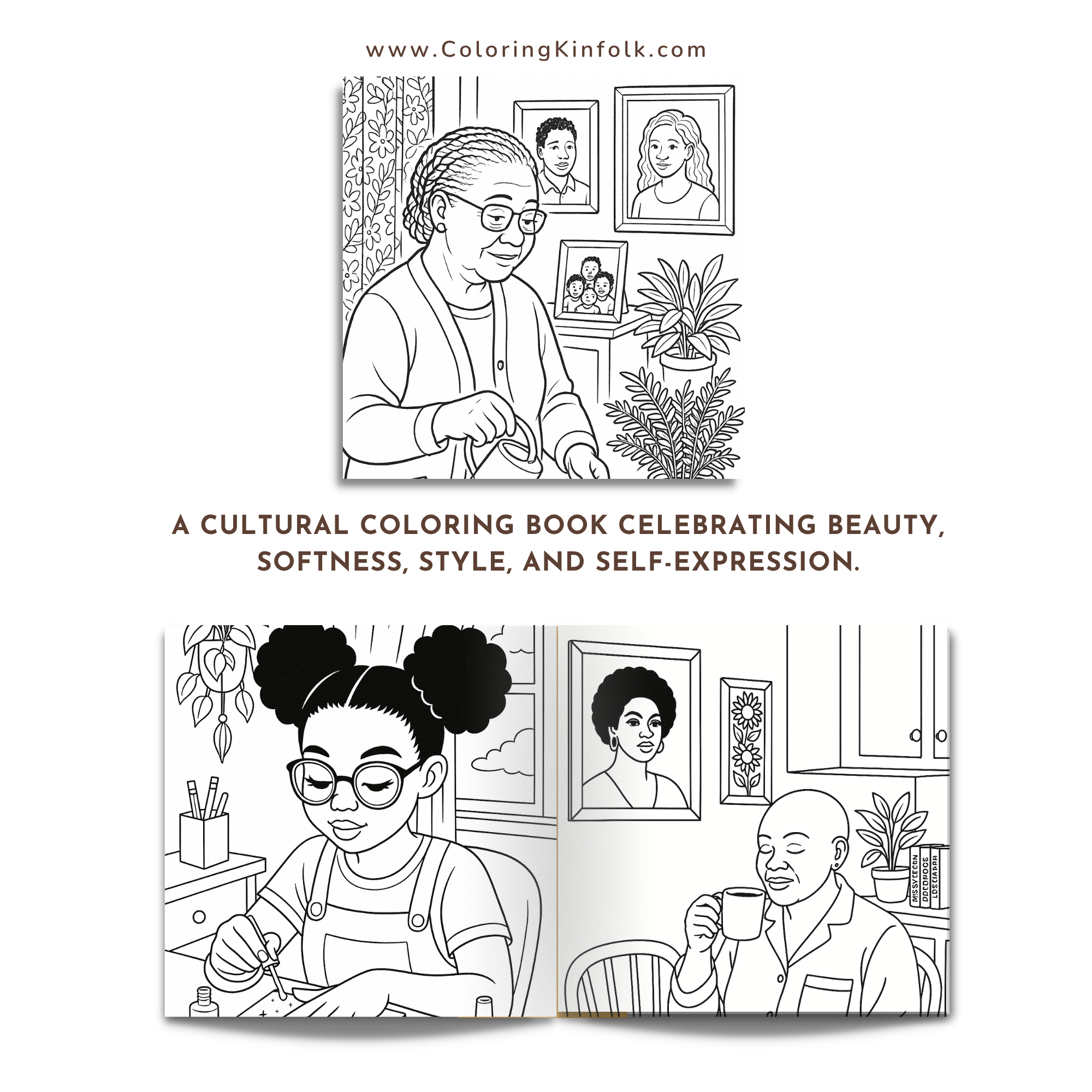 Black Girl Aesthetic: A Black American Women's Adult Coloring Book Celebrating Natural Hair, Softness, and Everyday Moments - Image 4