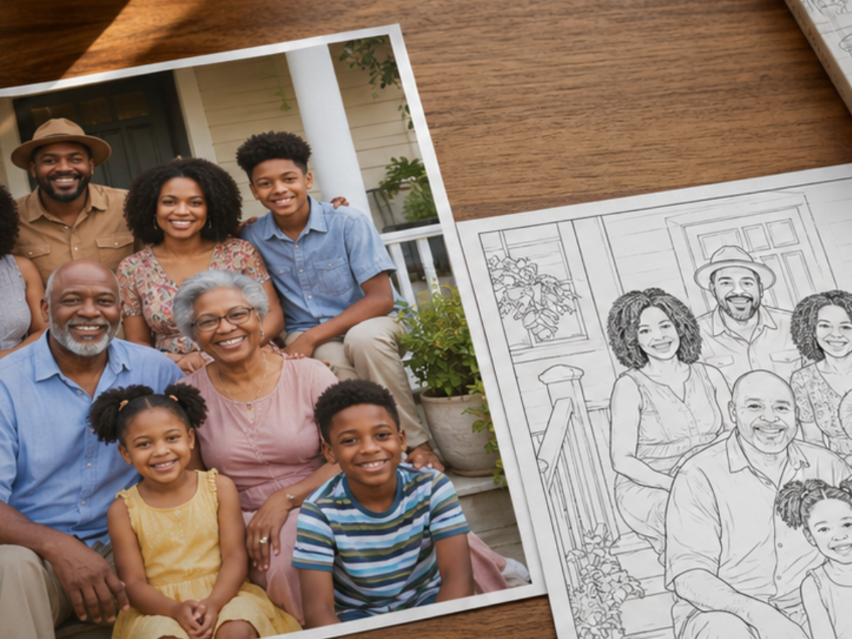 Custom African American Coloring Book: Your Family’s Scenes, Your Book