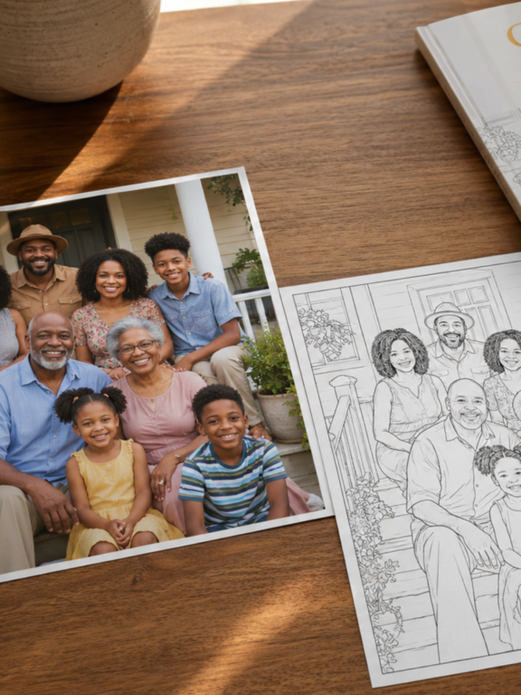Custom African American Coloring Book: Your Family’s Scenes, Your Book